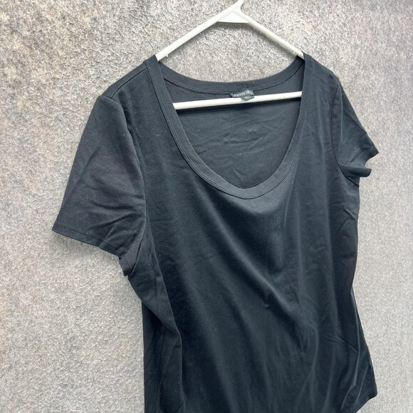 Lafayette 148 New York Shirt Womens XL Black Scoop Neck Stretch Tee Top - Picture 4 of 9